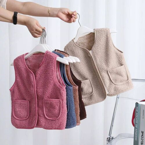 Autumn Winter Baby Lamb Wool Warm Waistcoat Girls Boys Plush