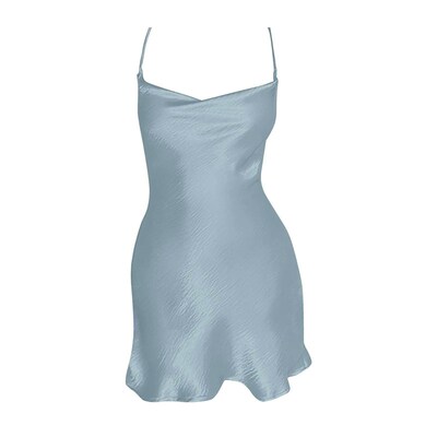 Dresses Satin Drape Sleeveless Strappy Mini Dress Ladies
