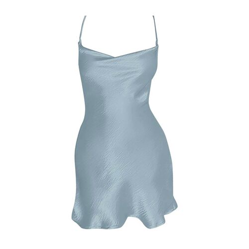 Dresses Satin Drape Sleeveless Strappy Mini Dress Ladies