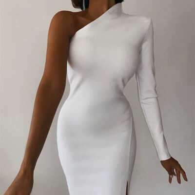 Long Elegant Dresses for Women Summer One Shoulder Maxi Dres