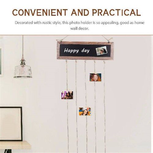 Wooden Tag Photo Holder Hanging Picture Display Home Wall