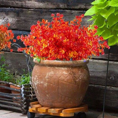 7 Forks Artificial Fall Flowers Outdoor UV Resistant Fake