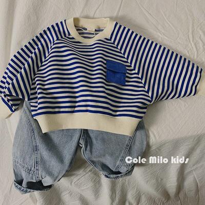 Spring Autumn Stripe Long Sleeves Sweatshirt Kids Boys Loos
