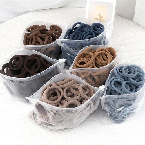 50PCS/Set Women Girls Basic Hair Bands 4cm Simple Solid Colo