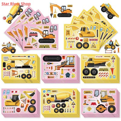 16Sheets Construction Truck Stickers Kit DIY Engineering Veh