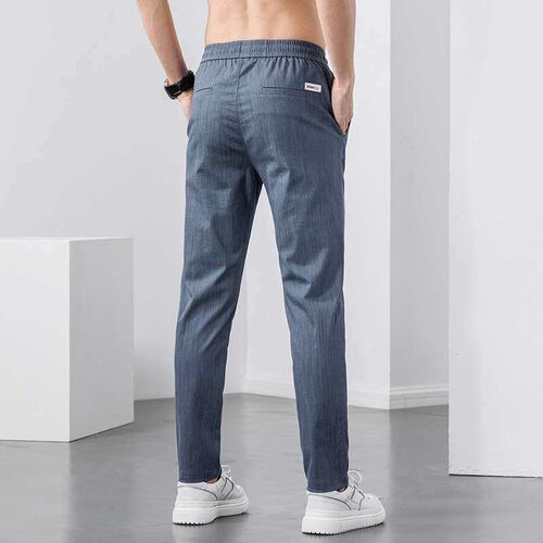 Summer Thin Loose Tight Waist Ice Silk Mens Pants Casual Pa