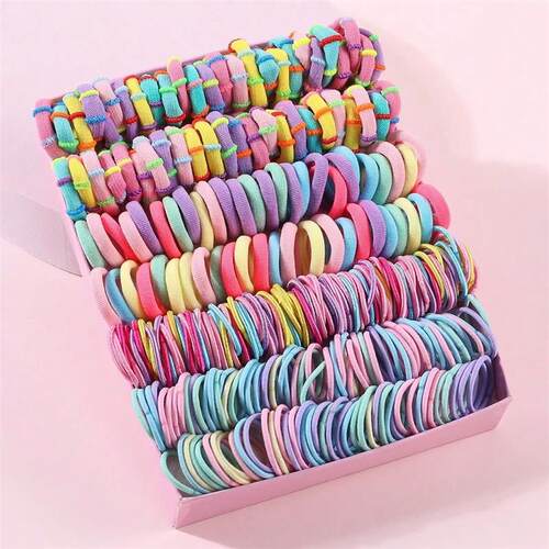 250/300Pcs Girls Colorful Hair Bands Set Nylon Elastic Rubbe