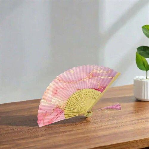 Colorful Tassel Bamboo Folding Fan Elegant Handmade Craft