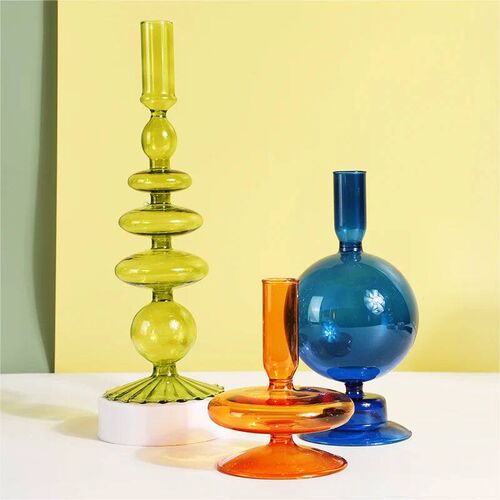 Nordic Glass Candle Holder Taper Candle Holders Candlesticks