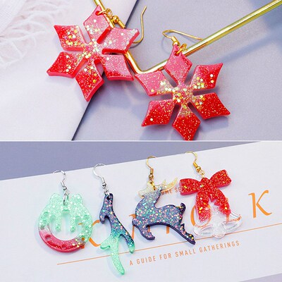 New DIY Christmas Earring Pendant Casting Silicone Mold Epox