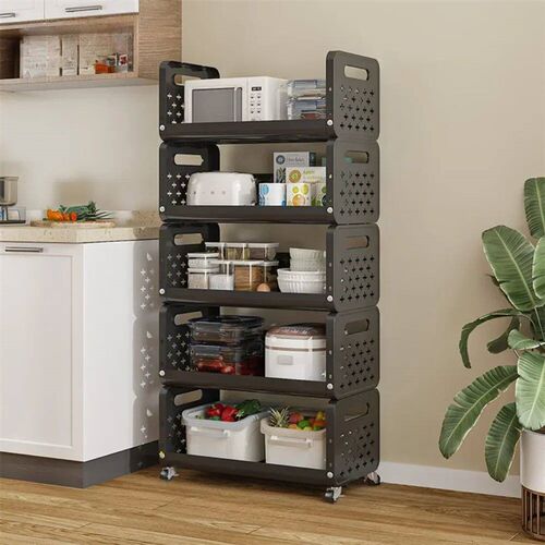 Multi Layer Movable Trolley Floor Standing Hollow Out Breath