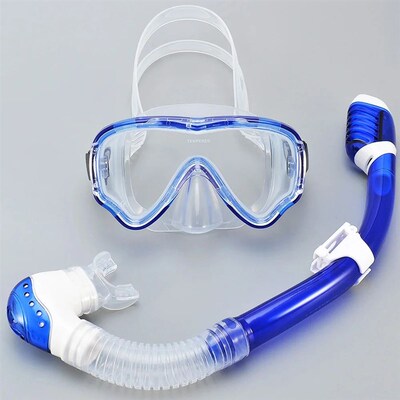 Kids Diving Mask Snorkel Set Swimming Goggles Tempered Glass