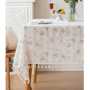 Style Small Daisy Cotton Floral Tablecloth,Tea Table Decorat