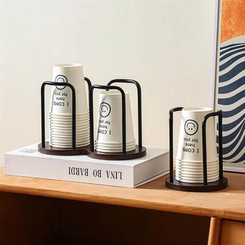 Wooden Paper Cup Holder for Disposable Cups Desktop Coffee T
