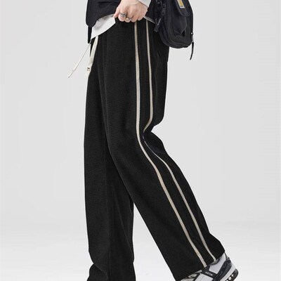 2023 New 290G Corduroy Sweatpants Men Korean Fashion Striped