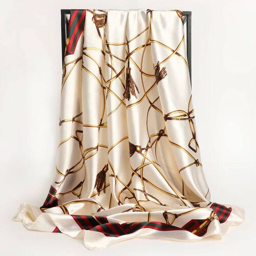 90*90cm Silk Scarves Women Print Foulard Satin Square Head H