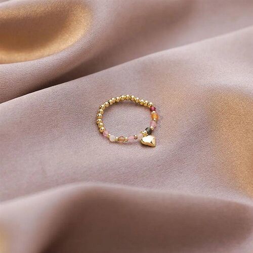 Simple Freshwater Pearl Bead Rings For Women Elastic Heart J