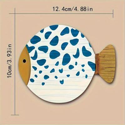 4pcs Whimsical Fish-Shaped Wooden Coasters - Vibrant Blue &