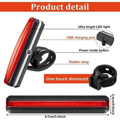 Bike Rear Light Highlight COB LED Tail Light Waterproof Bicy