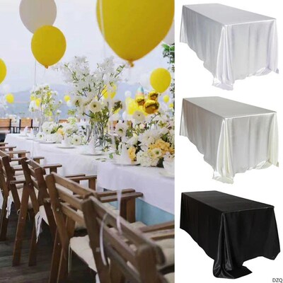 Black White Wedding Satin Tablecloth Table Cloth Rectangle F
