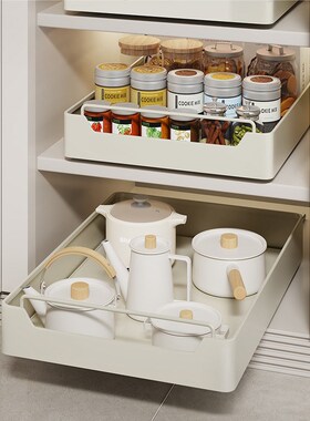 Non punching kitchen pull-out storage rack dish rack basket