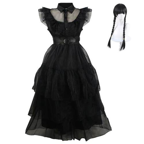 Movie Wednesday Cosplay Costume Dresses Wednesday Addams Cos