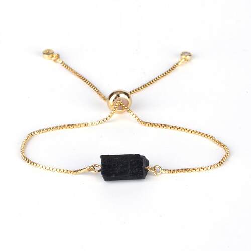 Natutal Raw Rough Black Tourmaline Beads 6mm Round Hematite
