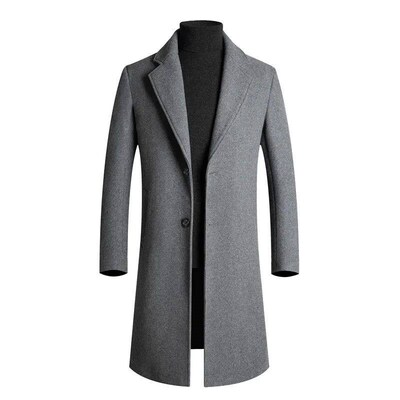 Woolen overcoat for men, fashionable middle-aged mid-length
