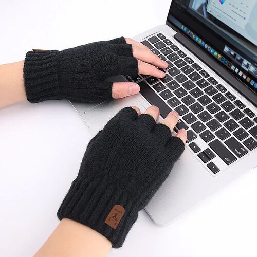 Half finger gloves for men winter warm and cold leak five fi