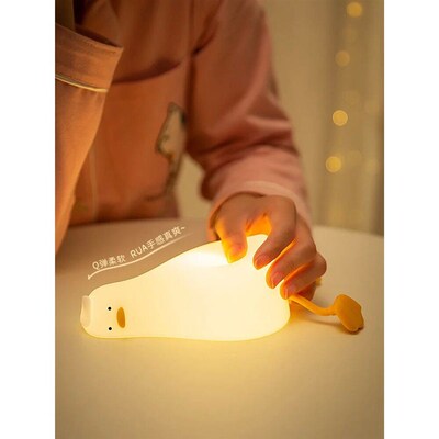Lying Flat Duck Night Light Silicone Dimmable Nightlight Rec
