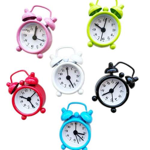 Portable Mini Alarm Clock Retro Round Number Clock Double Be