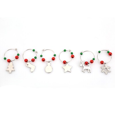 1Set Christmas Wine Glass Decoration Charms Party New Year C