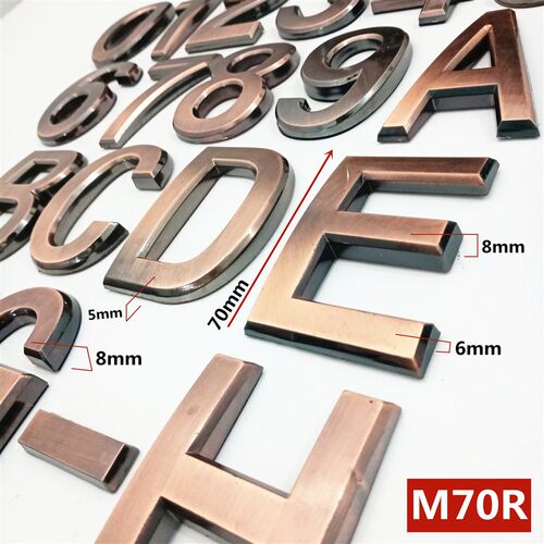 5cm/7cm Door Plate 0123456789A-Z  Bronze Color ABS Plastic P