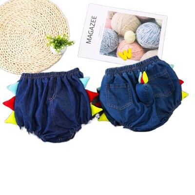 2020 New Childrens Denim Shorts Boys Dinosaur Tail Patchwor