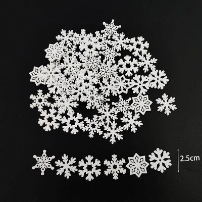 50pcs Wooden Ornaments Christmas Wood Decorative Claus Snowf