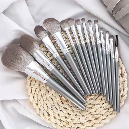 14pcs Silver Makeup Brushes Set Powder Grey Blush Concealer