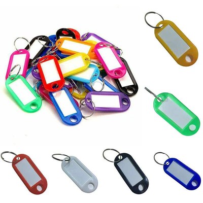 30pcs Multi-Color Plastic Keychain Blank Key Ring DIY Name T