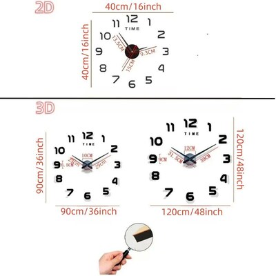 2024 Modern Design Large Wall Clock 3D DIY Quartz Clocks Fas
