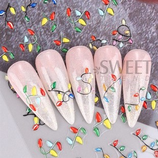 Colorful Christmas Light 5D Embossed Nails Art Stickers Snow