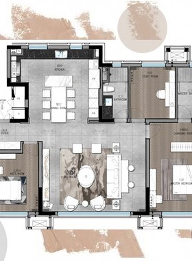 在线户型分析家居布局买房子选房屋办公室住宅装修缺角风景山水件