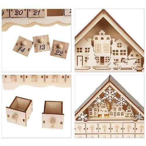 Christmas Snowman Snowflake Wooden Advent Calendar