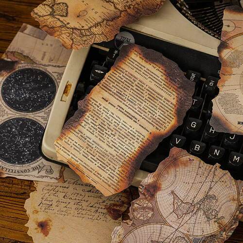 30 Pcs Vintage Material Paper Map fragments Decorative Junk
