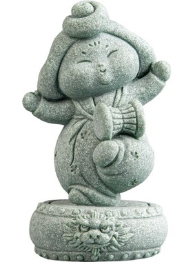 青砂石唐仕女鼓上乐舞家居装饰小摆件 中式国潮创意桌面茶宠