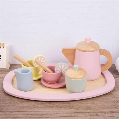 Wooden Tea Party/Cake Set Toy Pretend Play Food Learning Rol