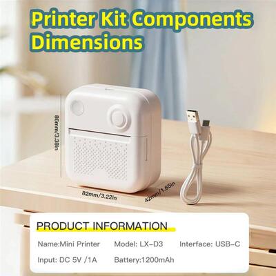 Dolewa D3 Portable Printer Thermal Paper Stickers Paper Mini