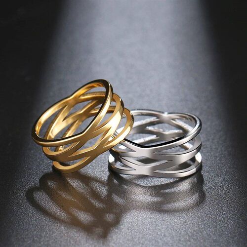 Stainless Steel Double Cross Rings Classic Bohemian Retro St