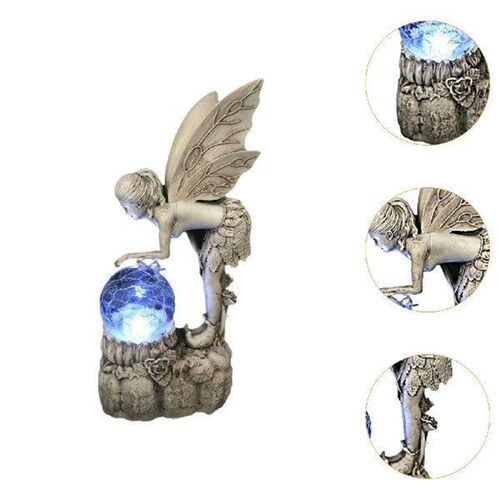 Resin Fairy Sculpture Ornament Garden Angel Solar Light for