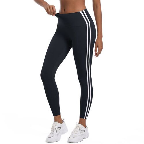 Stripe Fitness High Waist Butt Lift Hot Pants Contrast Color