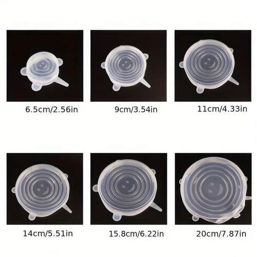 6 Pieces of Silicone Fresh-keeping Cover White, Reusable Foo