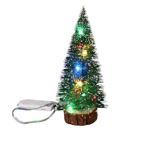 Stained white cedar lamp glowing pine needle tree Christmas